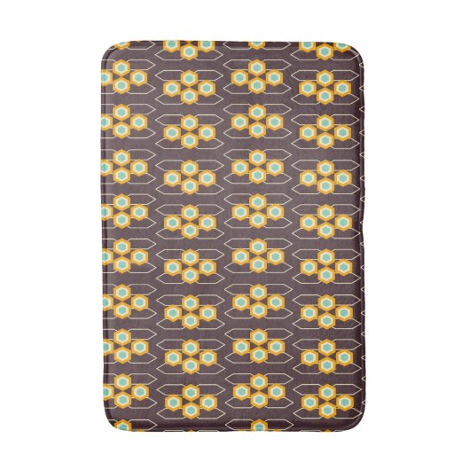 Geometric pattern with orange and blue hexagons badmat (Voorkant Verticaal)