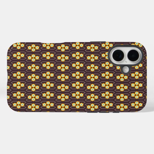 Geometric pattern with orange and blue hexagons Case-Mate iPhone case (Achterkant (horizontaal))