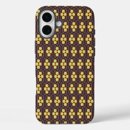 Geometric pattern with orange and blue hexagons iPhone 16 plus hoesje