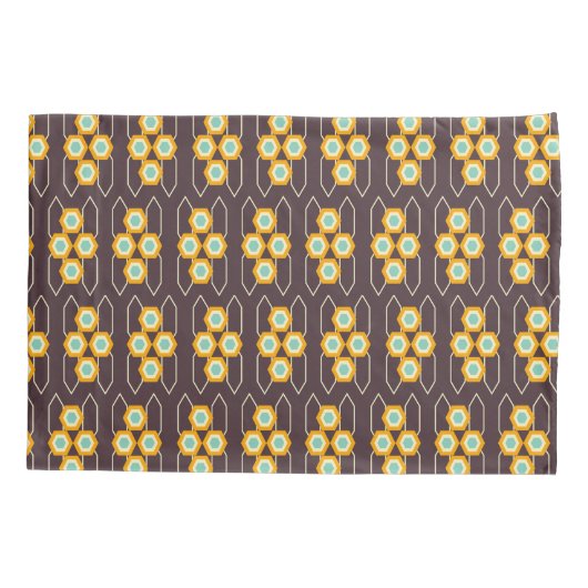 Geometric pattern with orange and blue hexagons kussensloop (Achterkant-Links)