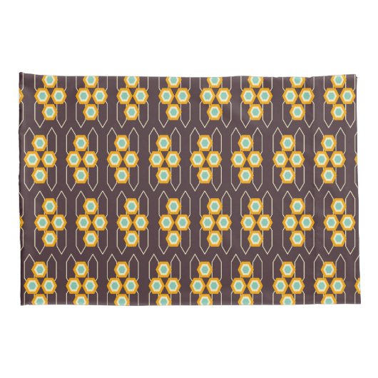 Geometric pattern with orange and blue hexagons kussensloop (Achterkant-Rechts)