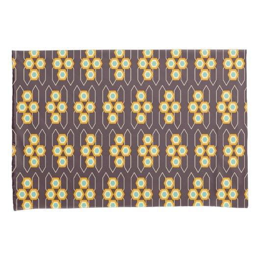 Geometric pattern with orange and blue hexagons kussensloop (Voorkant-Rechts)