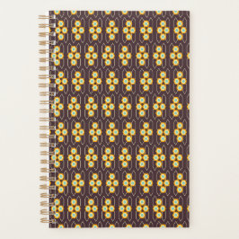 Geometric pattern with orange and blue hexagons planner