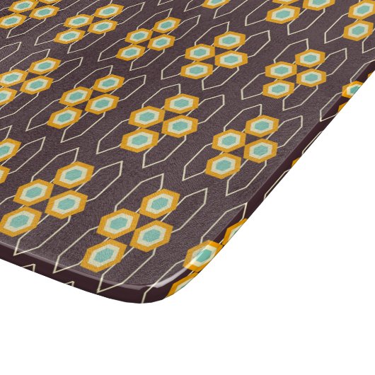 Geometric pattern with orange and blue hexagons snijplank (Hoek)