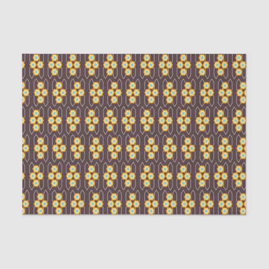 Geometric pattern with orange and blue hexagons tissuepapier (Voorkant)