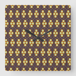 Geometric pattern with orange and blue hexagons vierkante klok