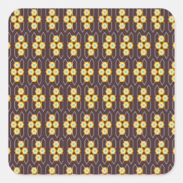 Geometric pattern with orange and blue hexagons vierkante sticker