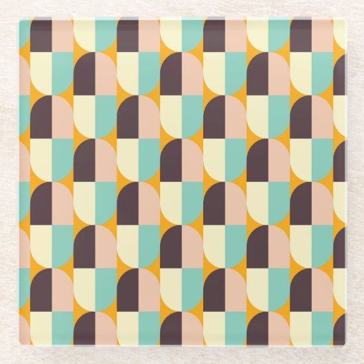 Geometric pattern with overlapping half-circles glazen onderzetter (Voorkant)