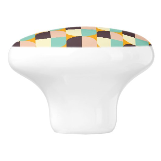 Geometric pattern with overlapping half-circles keramische knop (Zijkant)