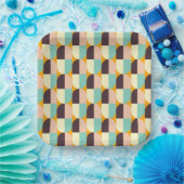 Geometric pattern with overlapping half-circles papieren bordje (Feest)