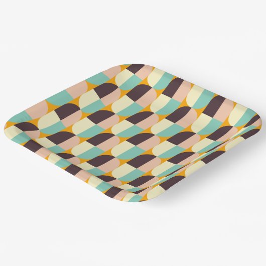 Geometric pattern with overlapping half-circles papieren bordje (Gebogen)