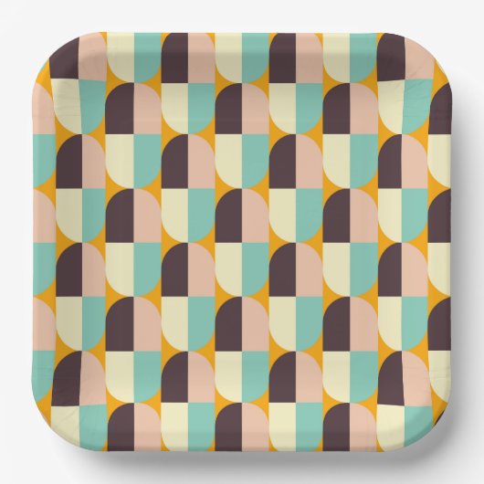 Geometric pattern with overlapping half-circles papieren bordje (Voorkant)