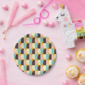 Geometric pattern with overlapping half-circles papieren bordje (Feest)