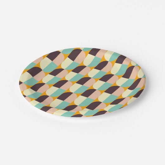 Geometric pattern with overlapping half-circles papieren bordje (Gekanteld)