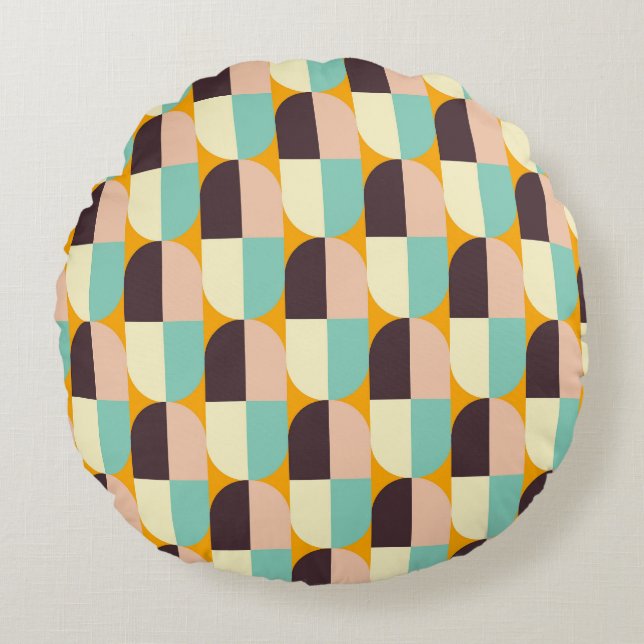 Geometric pattern with overlapping half-circles rond kussen (Voorkant)