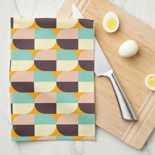 Geometric pattern with overlapping half-circles theedoek (Quarter Fold)