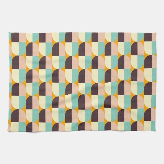 Geometric pattern with overlapping half-circles theedoek (Horizontaal)