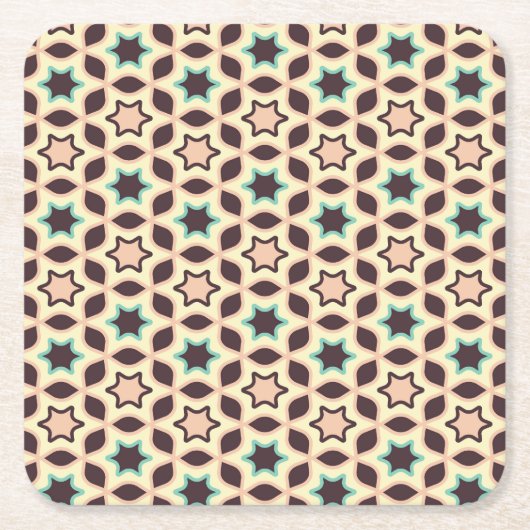  Geometric pattern with star shapes in brown and t Kartonnen Onderzetters (Voorkant)