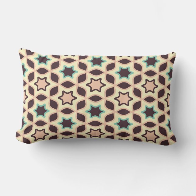  Geometric pattern with star shapes in brown and t Kussen (Voorkant)