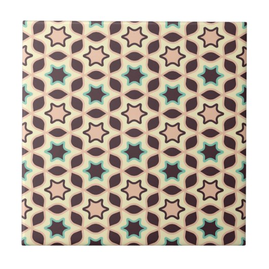  Geometric pattern with star shapes in brown and t Tegeltje (Voorkant)