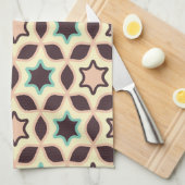  Geometric pattern with star shapes in brown and t Theedoek (Quarter Fold)