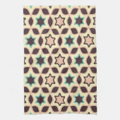  Geometric pattern with star shapes in brown and t Theedoek (Verticaal)