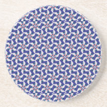 Geometric Patterns - Red and Blue Pinwheel Coaster