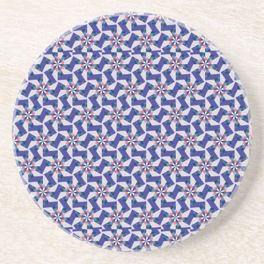 Geometric Patterns - Red and Blue Pinwheel Coaster Zandsteen Onderzetter (Voorkant)