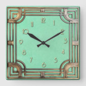 Geometric perfection in an Art Deco Wall Clock Vierkante Klok (Voorkant)