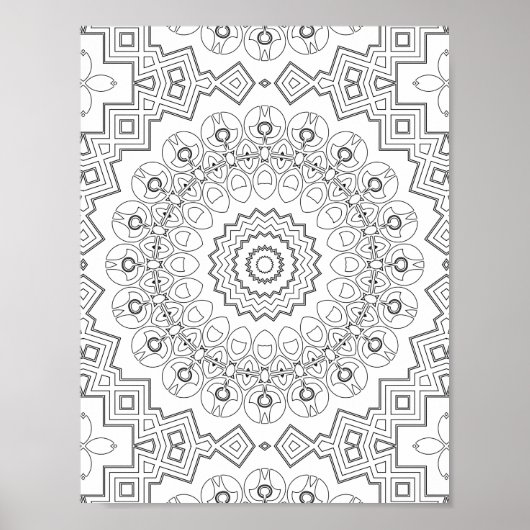 Geometric Petal Ring Coloring Page Artwork Design Poster (Voorkant)