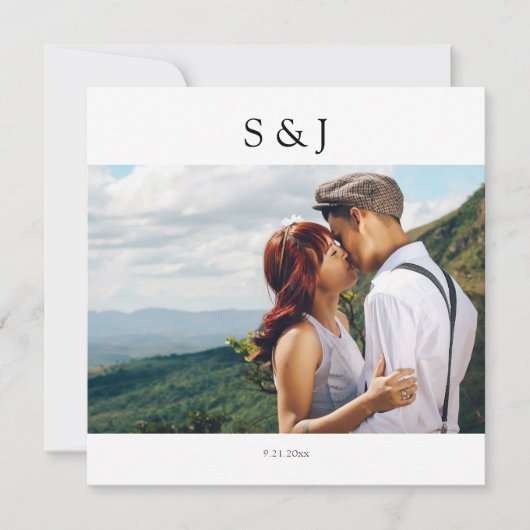 Geometric Photo Square White & Black 2 Weddenschap Kaart (Voorkant)