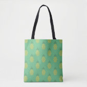 Geometric Pineapple Pattern on Green Tote Bag (Voorkant)