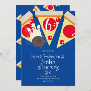 Geometric Pizza Slices Party Bowling Birthday Kaart