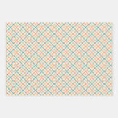 Geometric Plaid Pattern in Peach and Teal Inpakpapier Vel (Voorkant)