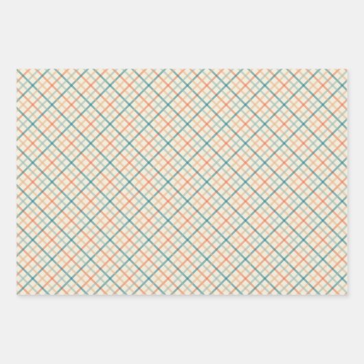 Geometric Plaid Pattern in Peach and Teal Inpakpapier Vel (Voorkant)