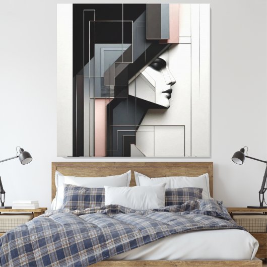 Geometric Portrait Study Canvas Afdruk (Insitu (Slaapkamer))