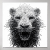 Geometric Power Art: Lion Head Lattice Poster (Voorkant)