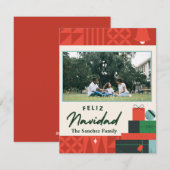 Geometric Presents "Feliz Navidad" Kaart 1 Foto (Voorkant / Achterkant)