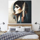 Geometric Profile Composition Canvas Afdruk (Insitu (Slaapkamer))