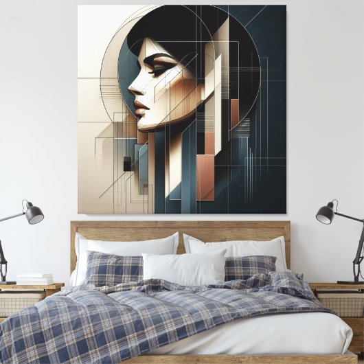 Geometric Profile Composition Canvas Afdruk (Insitu (Slaapkamer))