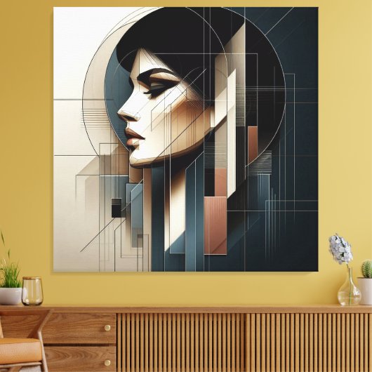 Geometric Profile Composition Canvas Afdruk (Insitu (Woonkamer))