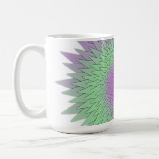 Geometric Purple and Green Koffiemok (Links)
