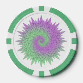 Geometric Purple and Green Poker Chips