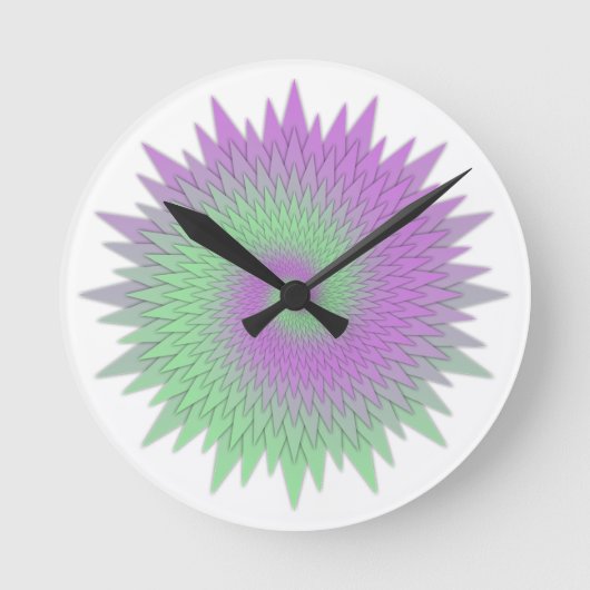Geometric Purple and Green Ronde Klok (Voorkant)