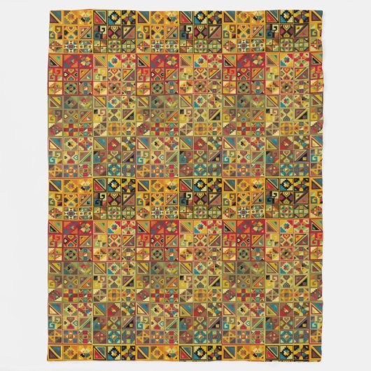 Geometric Quilt Pattern (Aztec, Mayan, Egyptian) Fleece Deken (Voorkant)