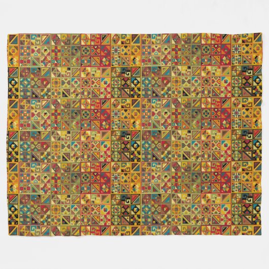 Geometric Quilt Pattern (Aztec, Mayan, Egyptian) Fleece Deken (Voorkant (Horizontaal))