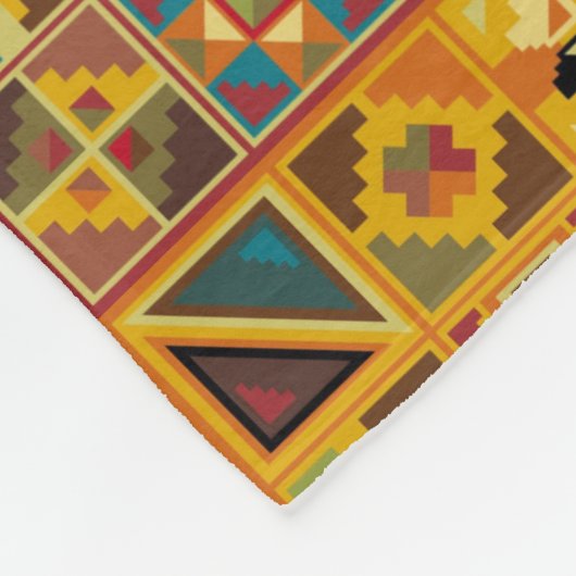 Geometric Quilt Pattern (Aztec, Mayan, Egyptian) Fleece Deken (Hoek)