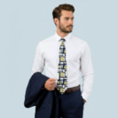 Geometric Rectangle Pattern Tie in Ivory and Gold  Stropdas