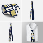 Geometric Rectangle Pattern Tie in Ivory and Gold  Stropdas