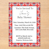 Geometric Red Acrylic Baby Shower Invitation Acryl Uitnodigingen (Voorkant)